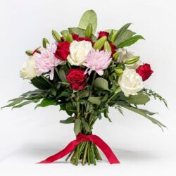 Classic Bunch of Roses, Lilies and Mums