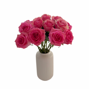 White Ceramic Vase of Roses