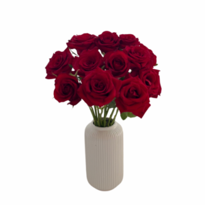 Ceramic White Vase with Red Roses