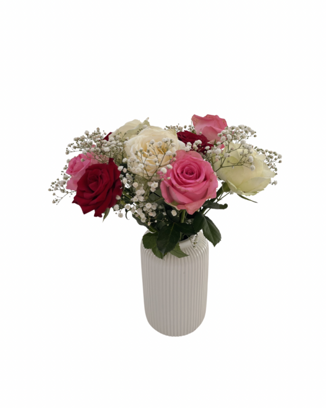 Romantic Rose in White Ceramic Vase