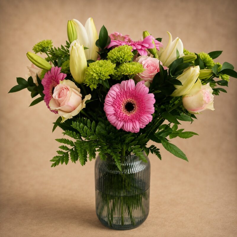 Rose, Gerbera and Lily Vase