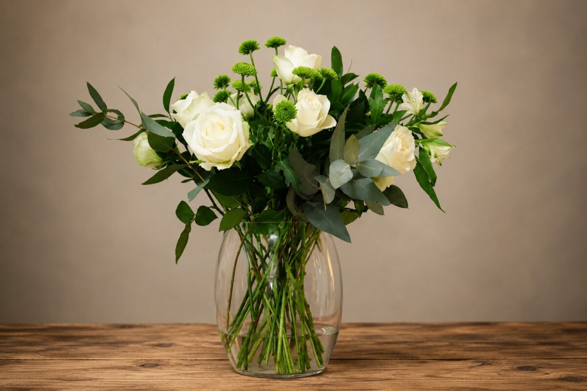 White and Green Vase